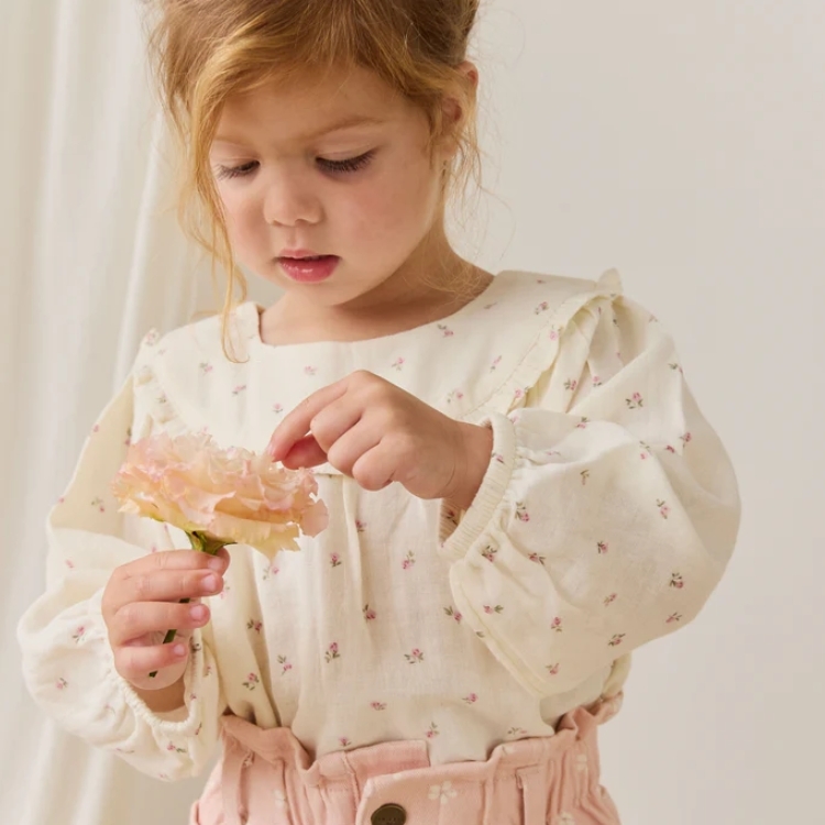 （預購）JAMIEKAY 玫瑰印花捲邊襯衫 Organic Cotton Muslin Amira Blouse - Willow Rose