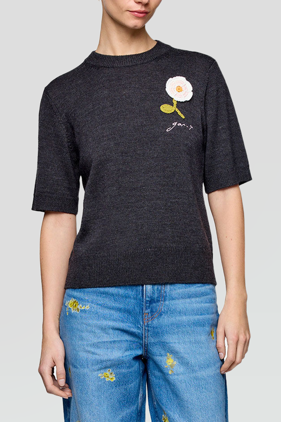 GANNI｜CROCHET 鉤針貼花羊毛上衣