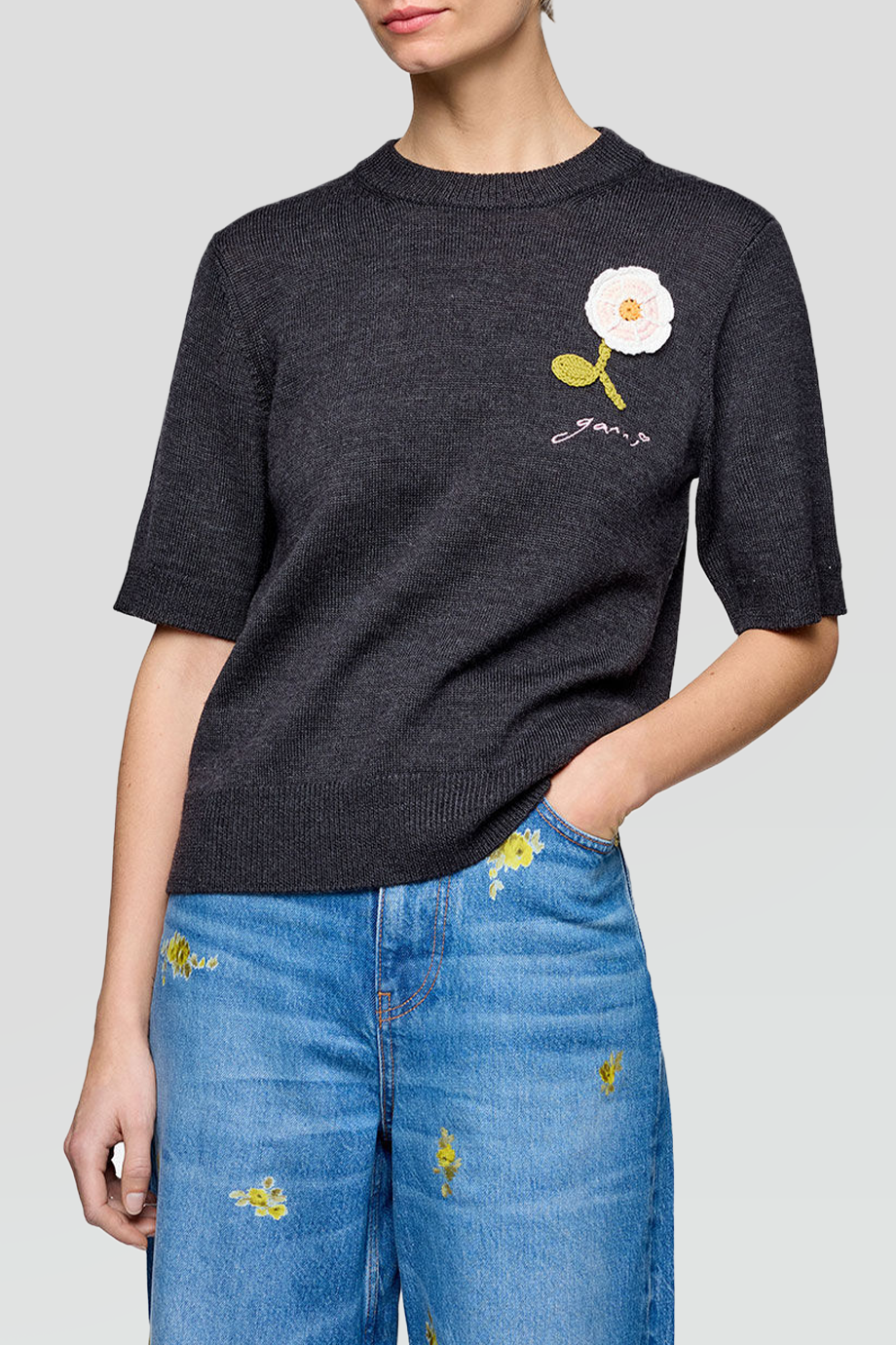 GANNI｜CROCHET 鉤針貼花羊毛上衣