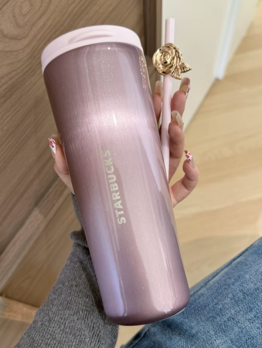 海外限定 星巴克閃粉貓眼漸層雙飲吸管杯 限量發售