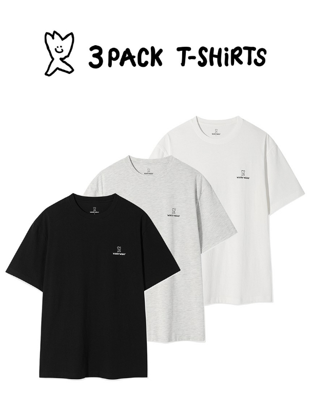 (三色一組) 2026 SS 🇰🇷 Wacky Willy 三件包裝 經典LOGO短袖T恤（男女適穿）