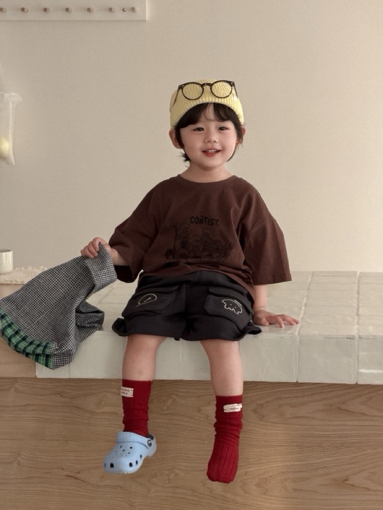 可愛塗鴉雙口袋短褲