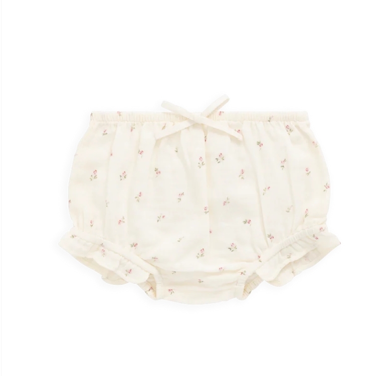 （預購）JAMIEKAY 玫瑰印花蝴蝶結荷葉邊燈籠褲 Organic Cotton Muslin Frill Bloomer - Willow Rose