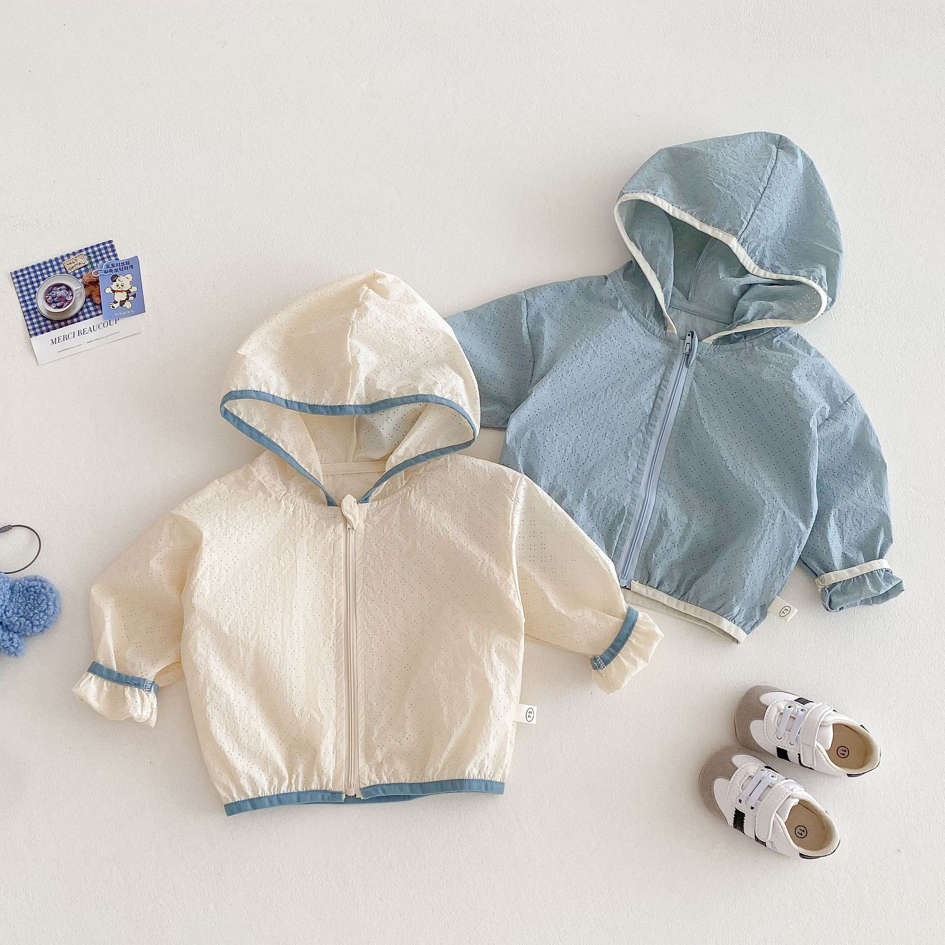 透氣鏤空滾邊連帽外套(73-120)