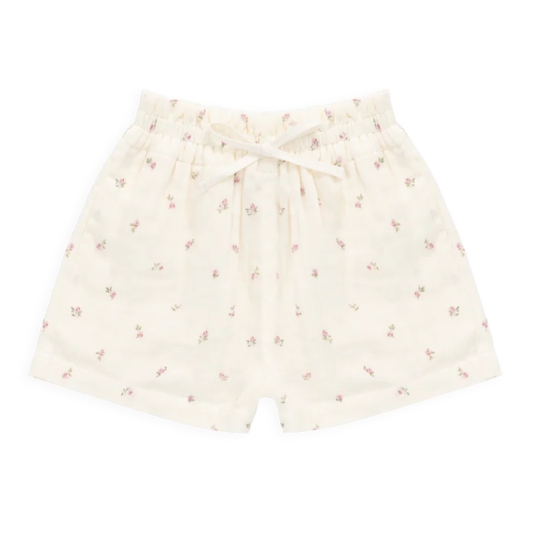 （預購）JAMIEKAY 玫瑰印花綁帶短褲 Organic Cotton Muslin Selah Short - Willow Rose