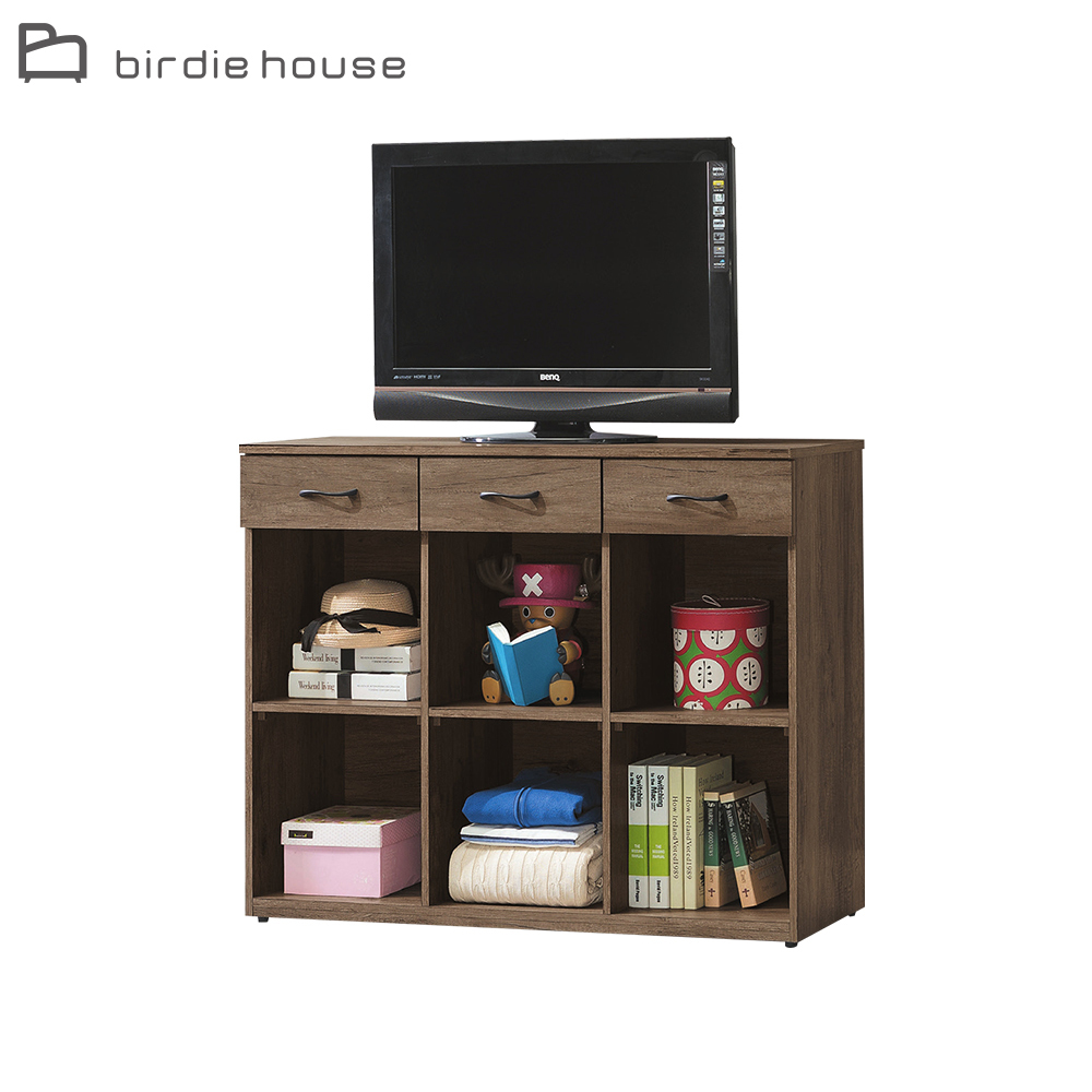 柏蒂家居-哈德威4尺三抽六格開放式收納置物櫃