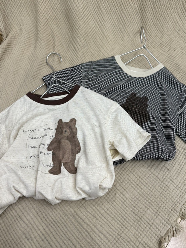 仿舊小熊短袖上衣