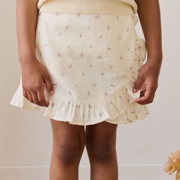 （預購）JAMIEKAY 玫瑰印花荷葉邊不規則短裙 Organic Cotton Muslin Celine Skirt - Willow Rose