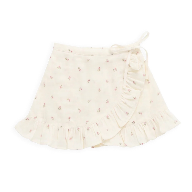 （預購）JAMIEKAY 玫瑰印花荷葉邊不規則短裙 Organic Cotton Muslin Celine Skirt - Willow Rose