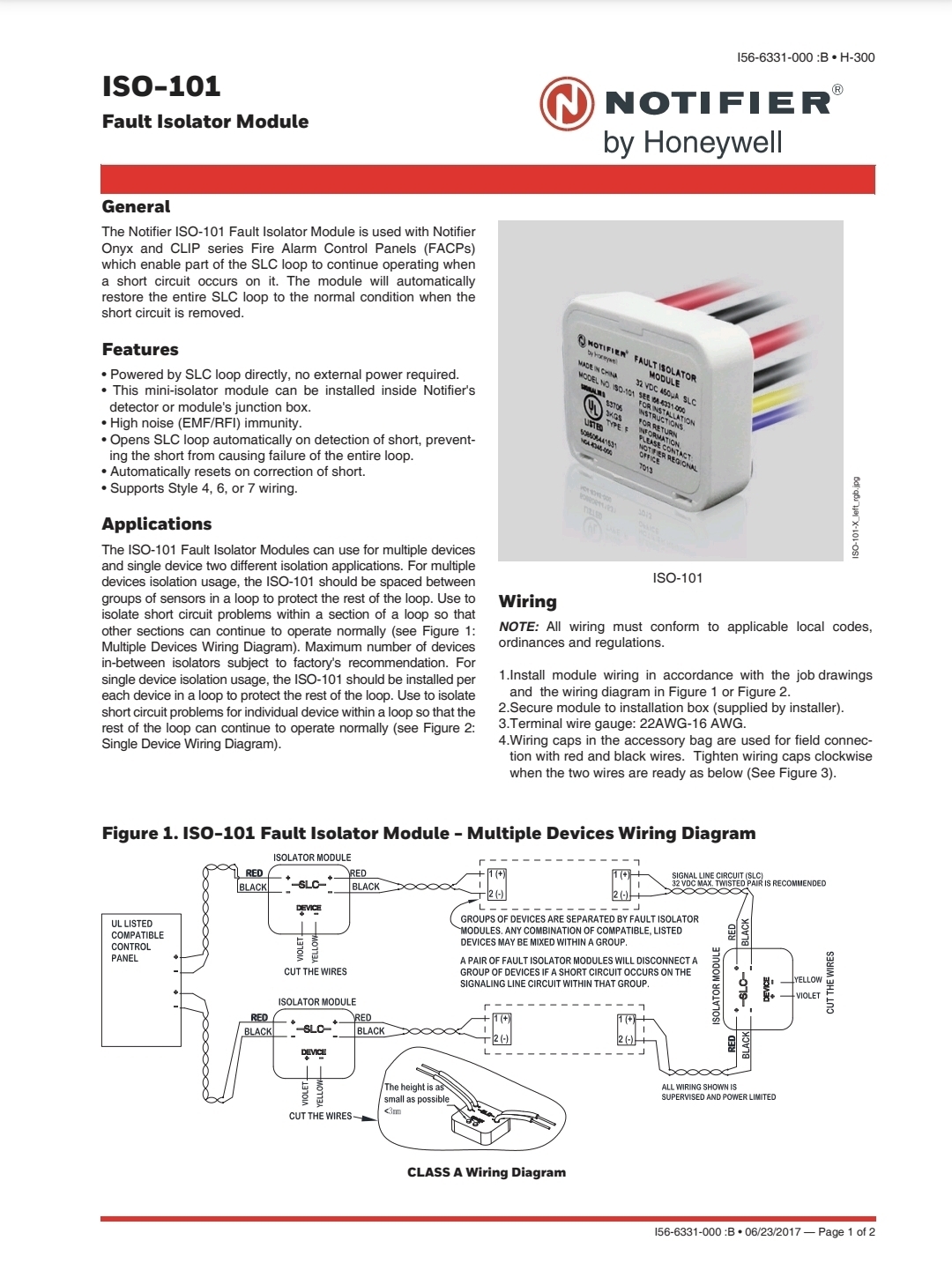 Notifier ISO-101 迷你故障隔離模組