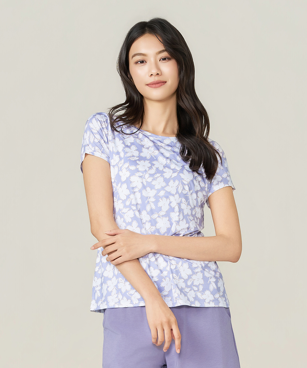 自由空間-旅行印花 永效吸排女圓領短袖衫 UE025826