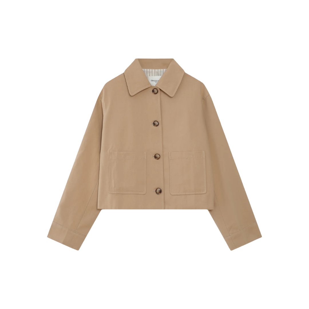 1GM0329-009 [GRACE & MILA] Short Cotton Jacket Sable Veronica #SS26111011 (C-EU-E)