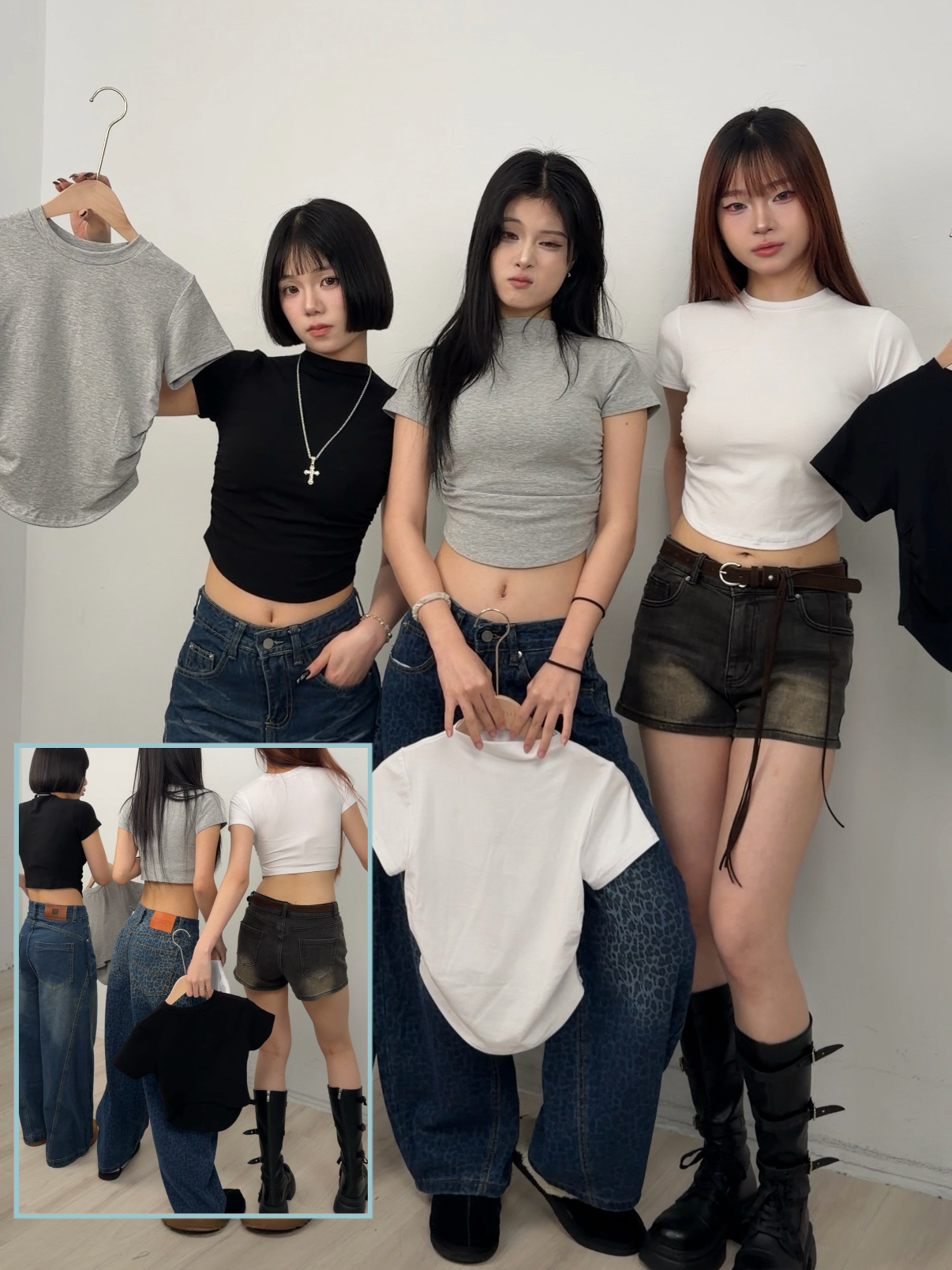 F02 現貨品牌自訂 圓領/半高領側抓皺短袖上衣