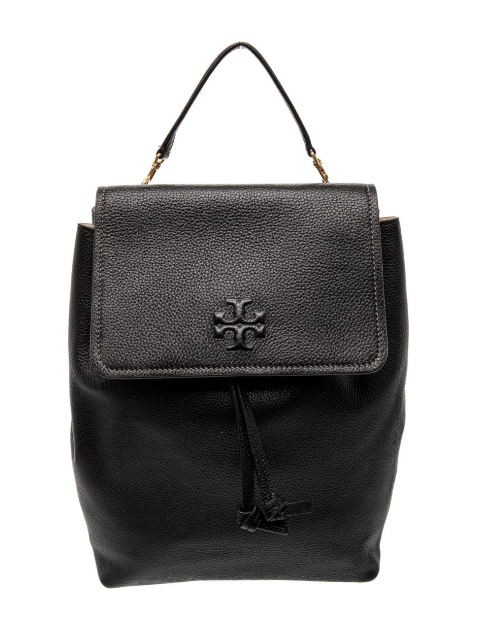[S] TORY BURCH BLACK THEA LARGE BACKPACK PEBBLED LEATHER, 170479-001 (STB736)