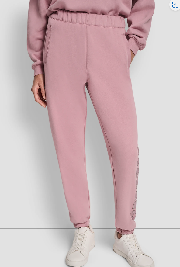 [S] DKNY DUSTY MAUVE EXPLODED RHINESTONE VARISTY LOGO HIGH RISE RELAXED, DP5P3737-DMV (SD1685)