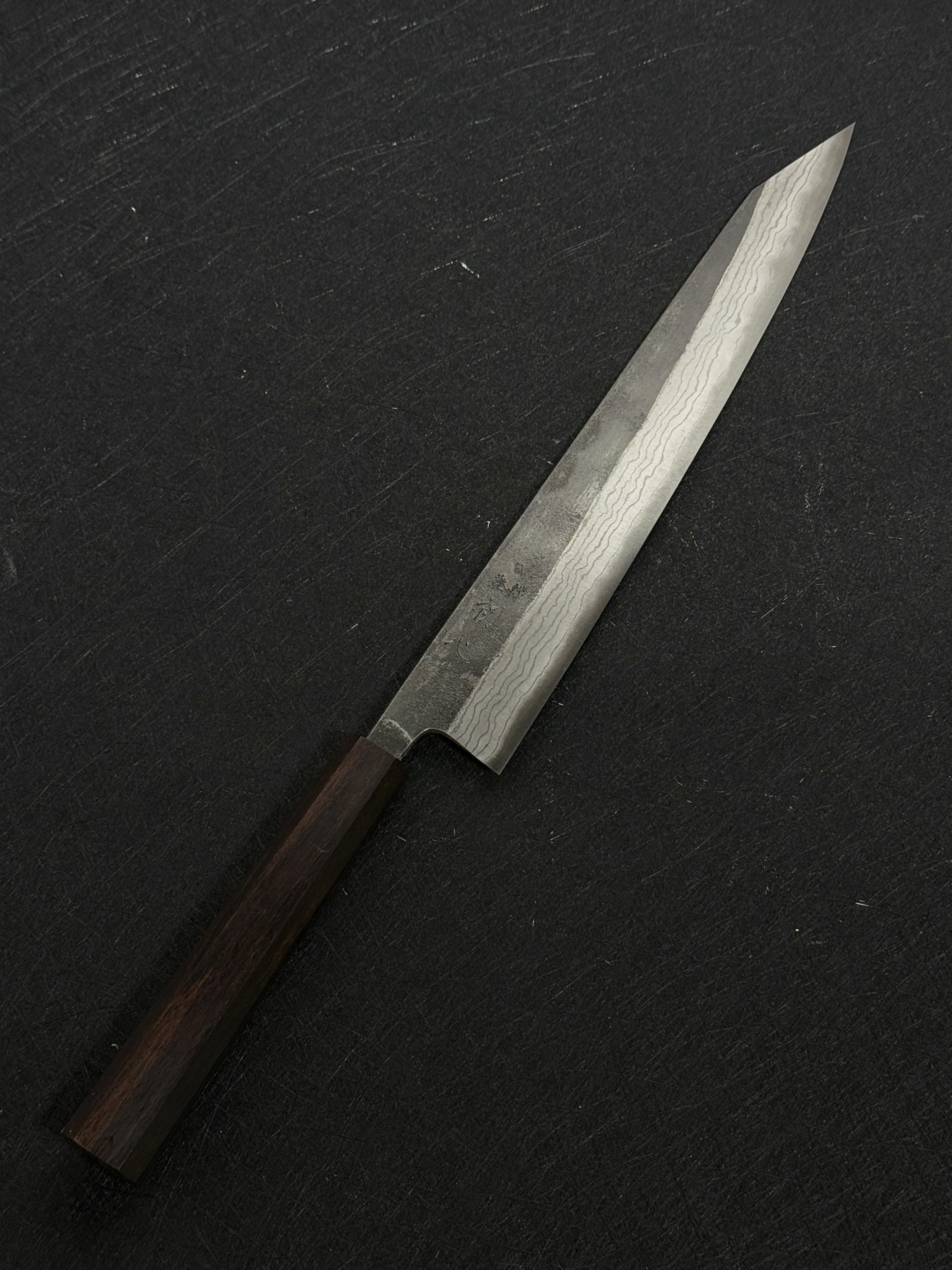 初心 雲影 青二鋼 黑打 墨流 筋引 黑檀柄