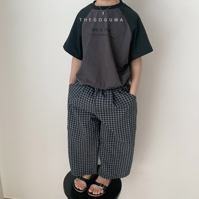 正韓夏the_goguma 兩色無印格直筒褲