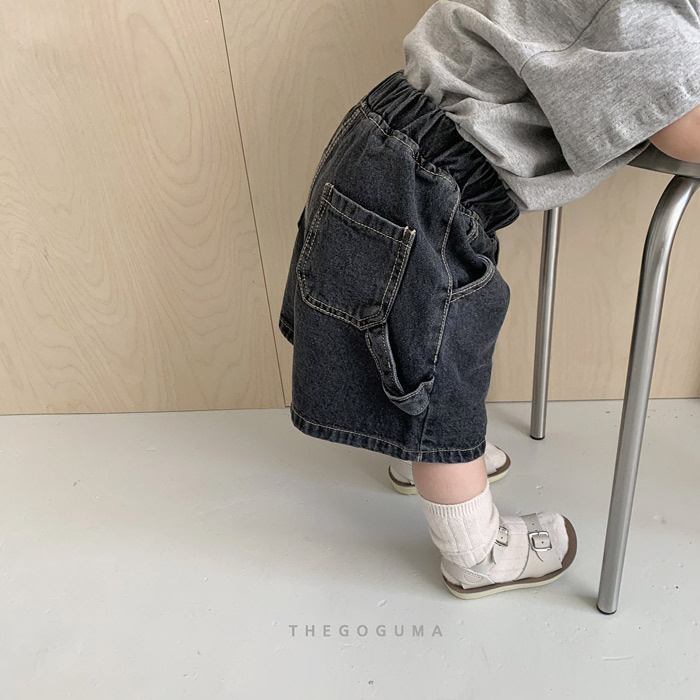 正韓夏the_goguma 兩色布標牛仔五分褲