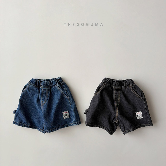 正韓夏the_goguma 兩色布標牛仔五分褲