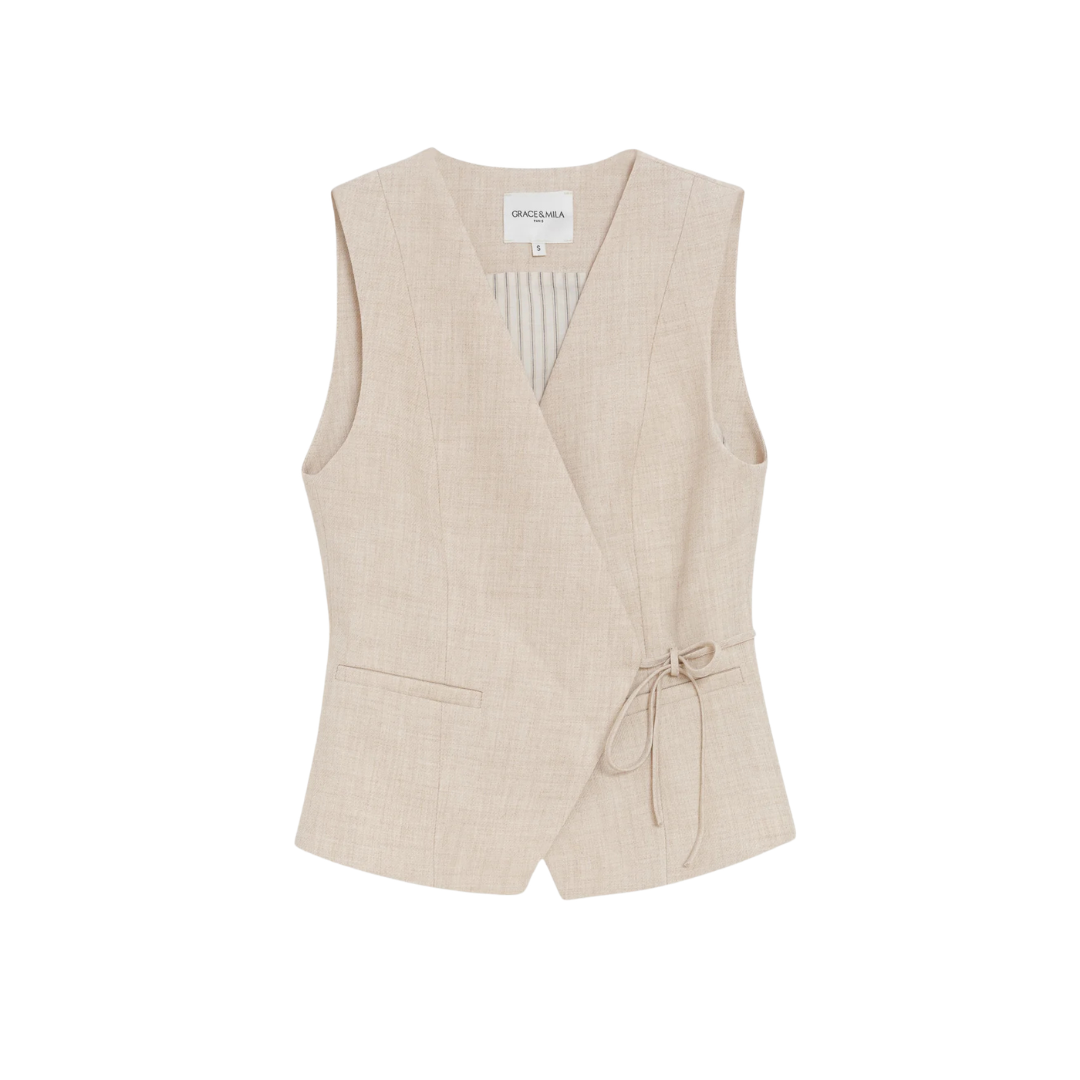 1GM0329-011 [GRACE & MILA] Wrap Cardigan Sable Vilmont #SS26111015 (C-EU-E)