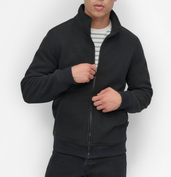 [S] DKNY BLACK SHERPA LINED SWEATER KNIT BOMBER, DX4FE871-BLK (SD1670)