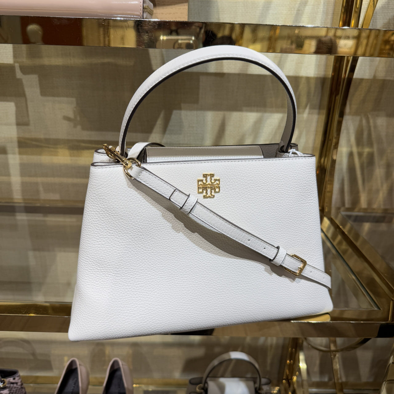 [S] TORY BURCH NEW IVORY BRITTEN SATCHEL, 160639-104 (STB733)