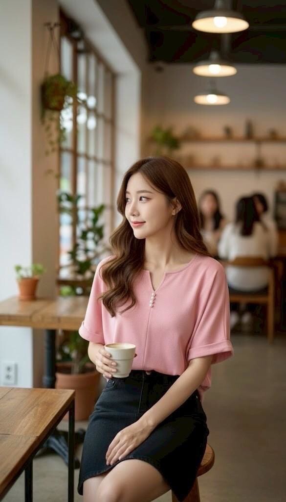 338-v領4釦珍珠空氣棉T