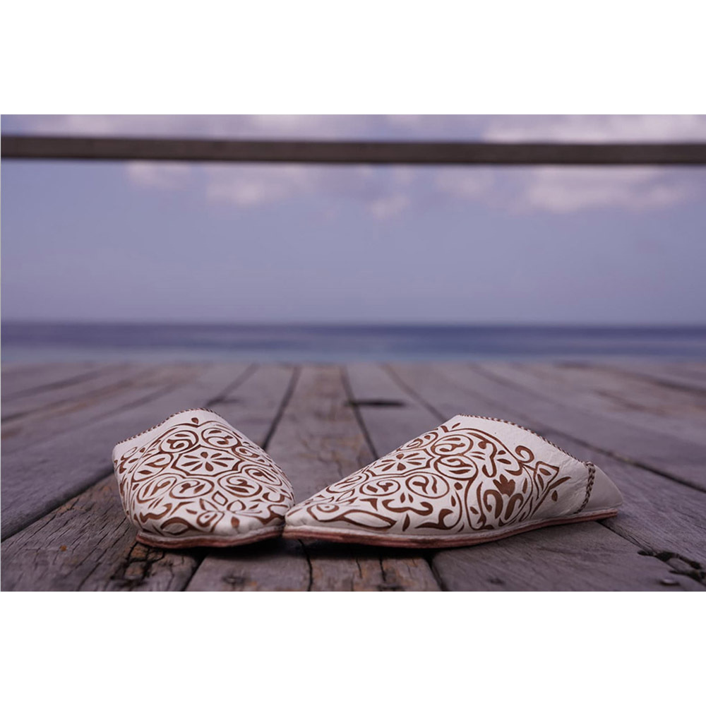 柏柏鞋｜刻紋白 - 童鞋- 尖款｜摩洛哥