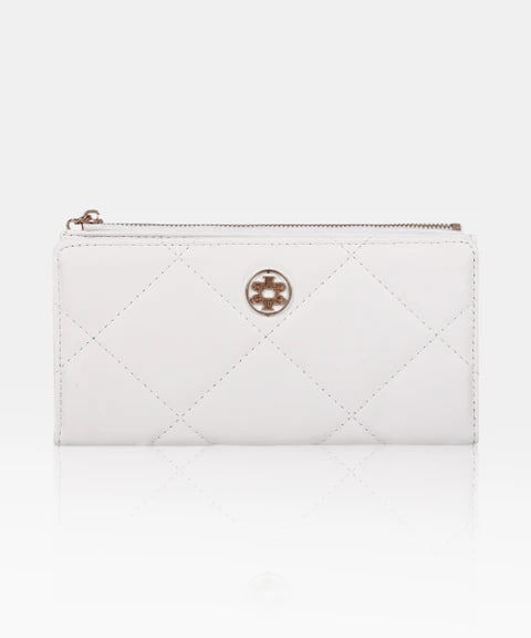 [S] TORY BURCH BLANC WILLA GLAZED MEDIUM WALLET, 171596-100 (STB731)