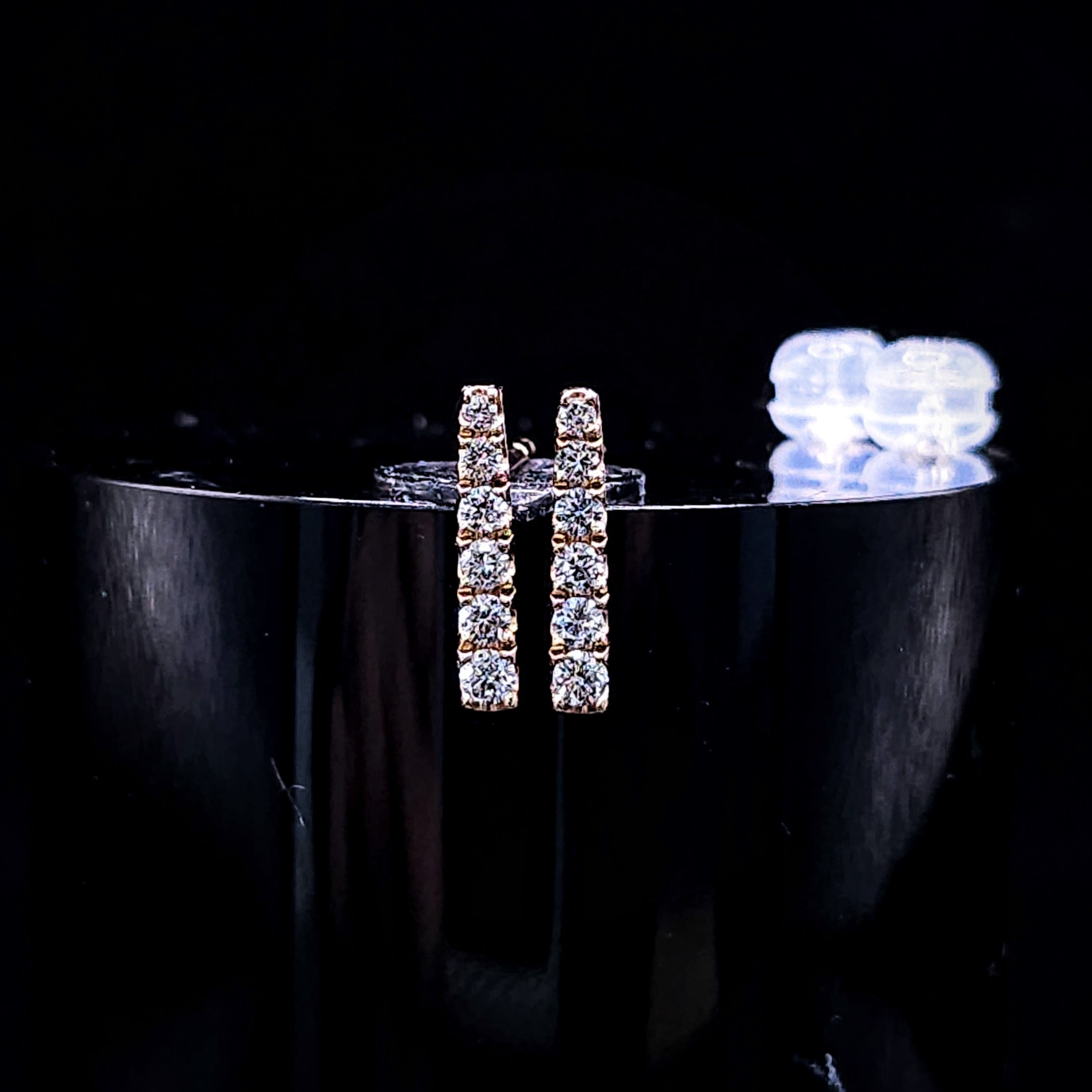 全新18K玫瑰金22份鑽石耳環