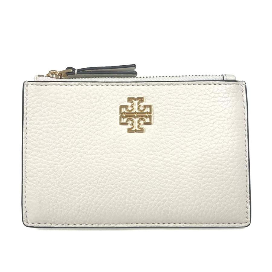 [S] TORY BURCH NEW IVORY BRITTEN ZIP CARD CASE, 141006-104 (STB738)
