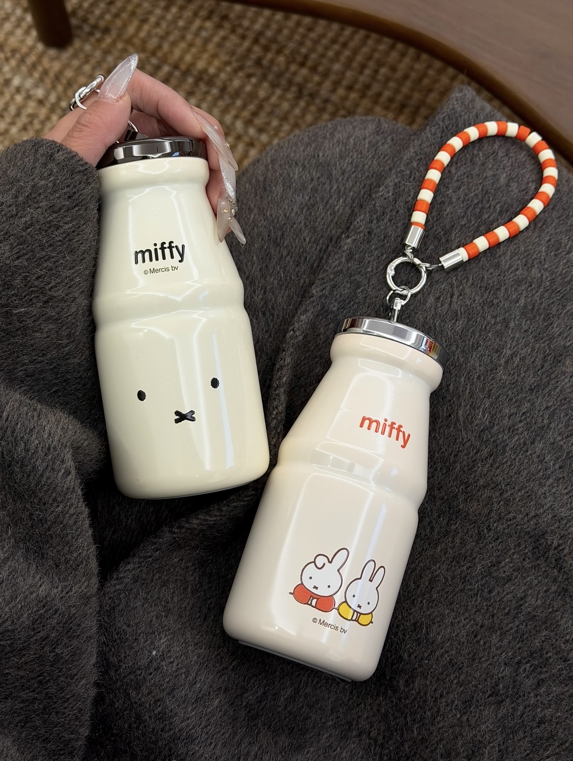 代購-正版授權 Miffy兔 牛奶罐 316不銹鋼 隨身杯 附掛鏈 共3色