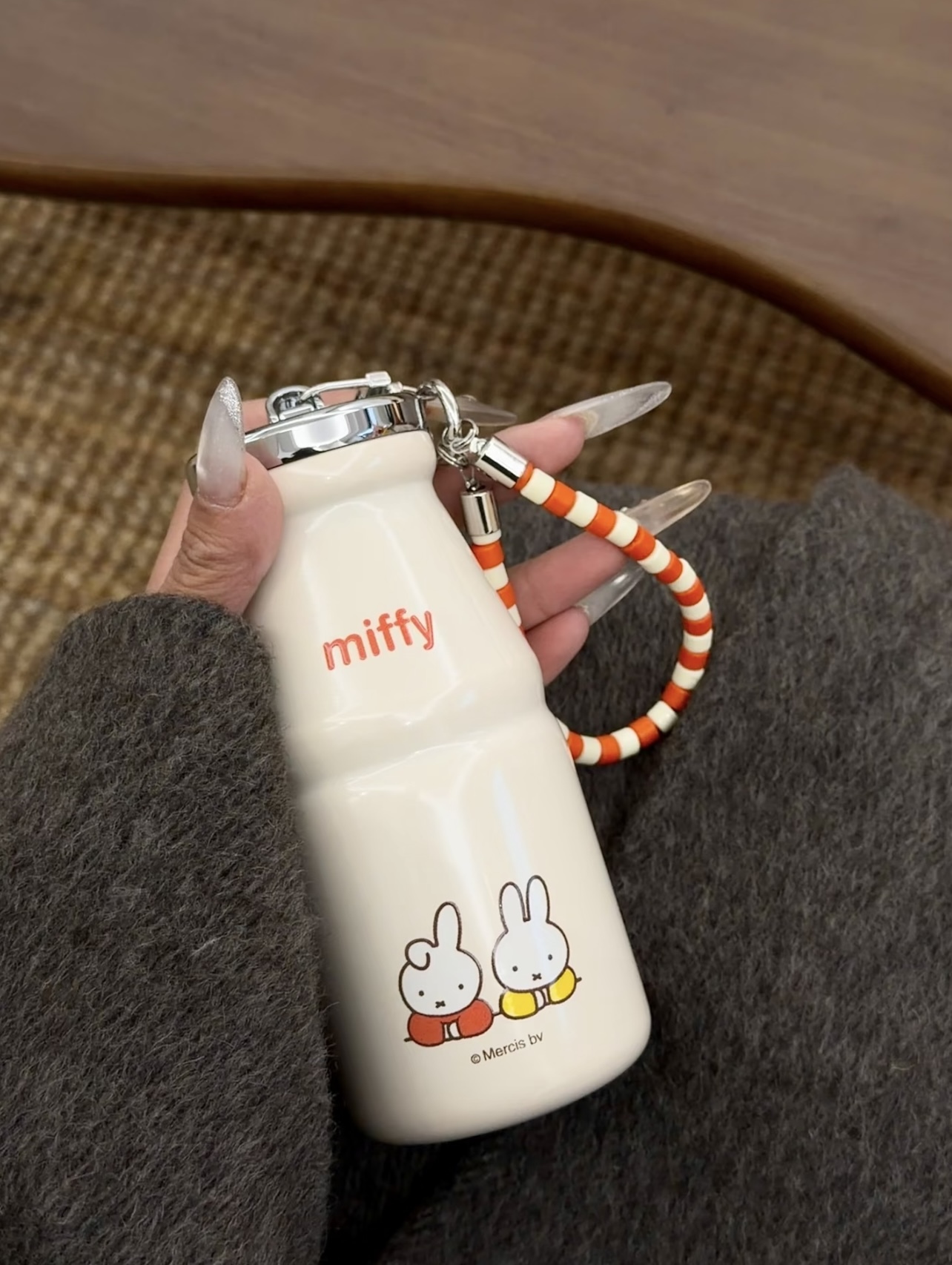 代購-正版授權 Miffy兔 牛奶罐 316不銹鋼 隨身杯 附掛鏈 共3色