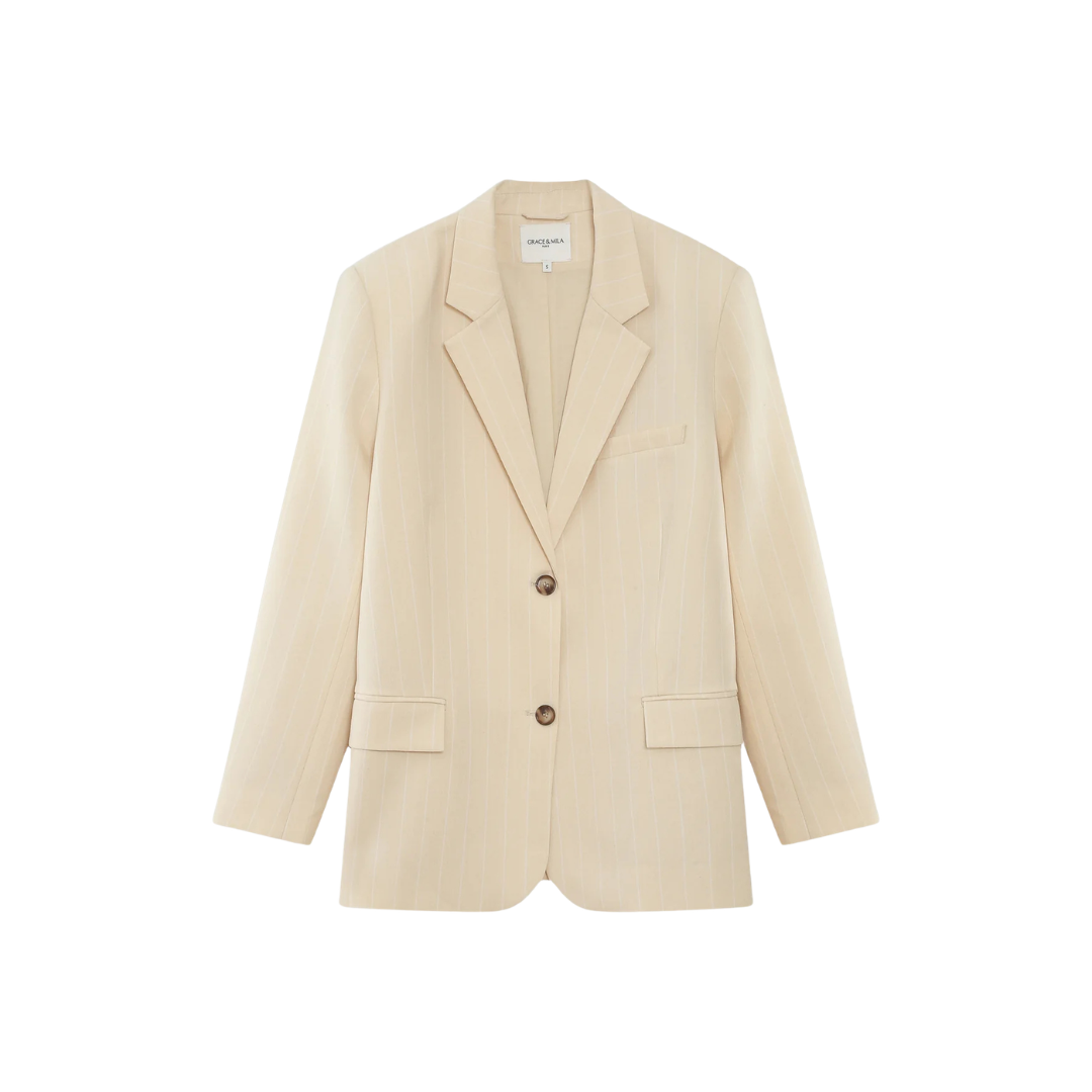 1GM0329-012 [GRACE & MILA] Two-Button Pinstripe Blazer Vanille Velvet #SS26111016 (C-EU-E)