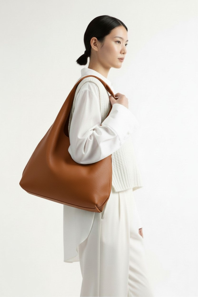 Fairy 素面簡約肩背包 棕色