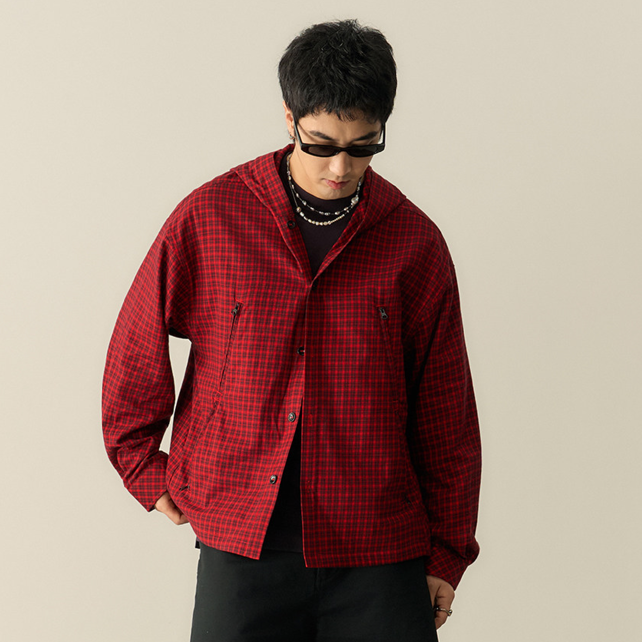 TANOXI Plaid Hooded Shirts 格紋 連帽長袖襯衫 [TNX-S100]