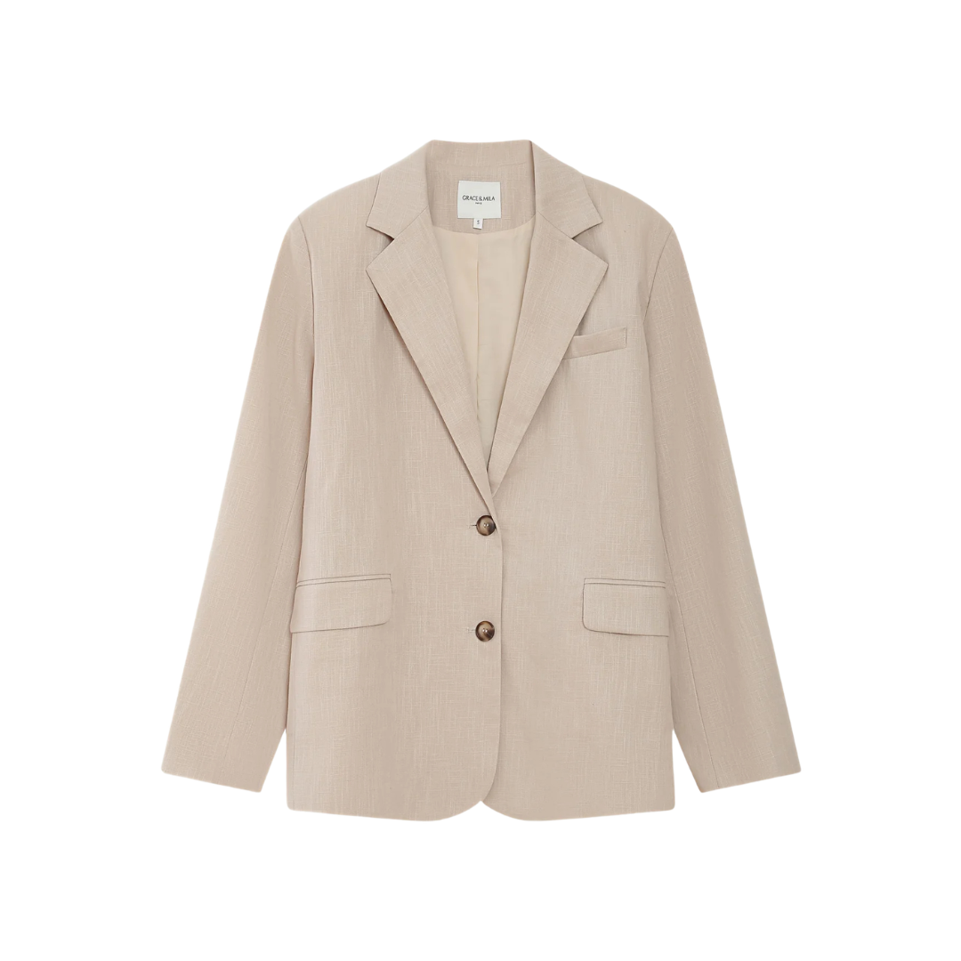 1GM0329-013 [GRACE & MILA] Linen And Cotton Blazer Sable Velize #SS26111019 (C-EU-E)