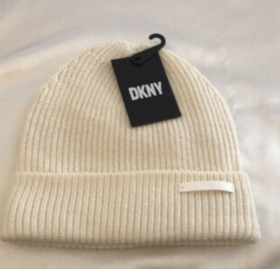 [S] DKNY IVORY D5KH1624-IVY SHAKER STITCH RIB CUFF BEANIE, 732465164576 (SD1639)
