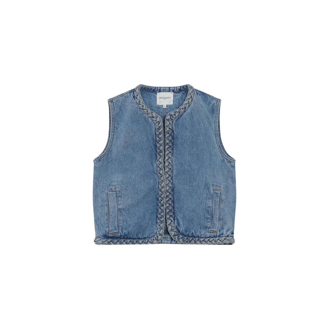 1GM0329-016 [GRACE & MILA] Sleeveless Jacket Lightblue Verona #SS26111001 (C-EU-E)