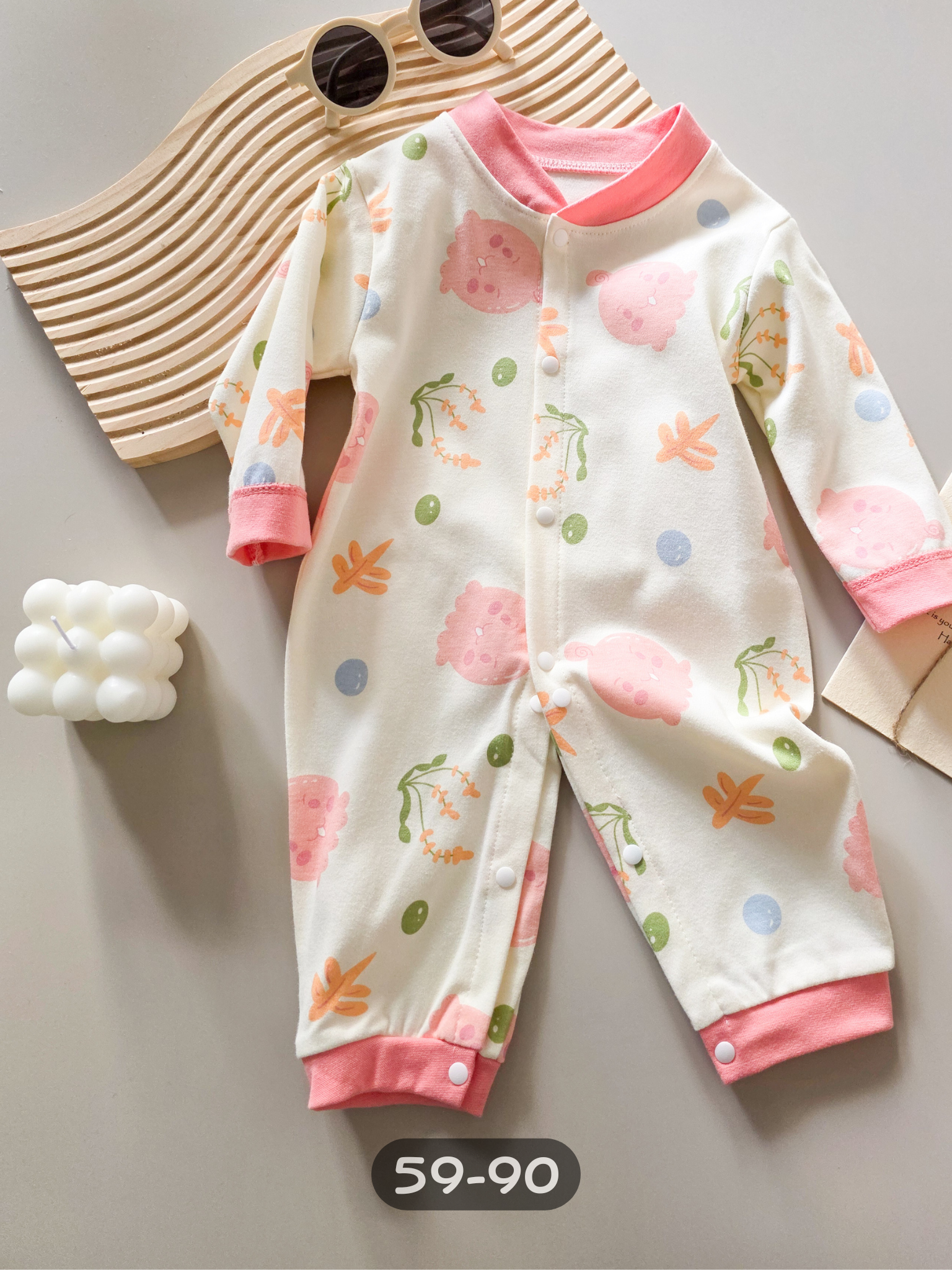 粉色章魚 長袖連身衣