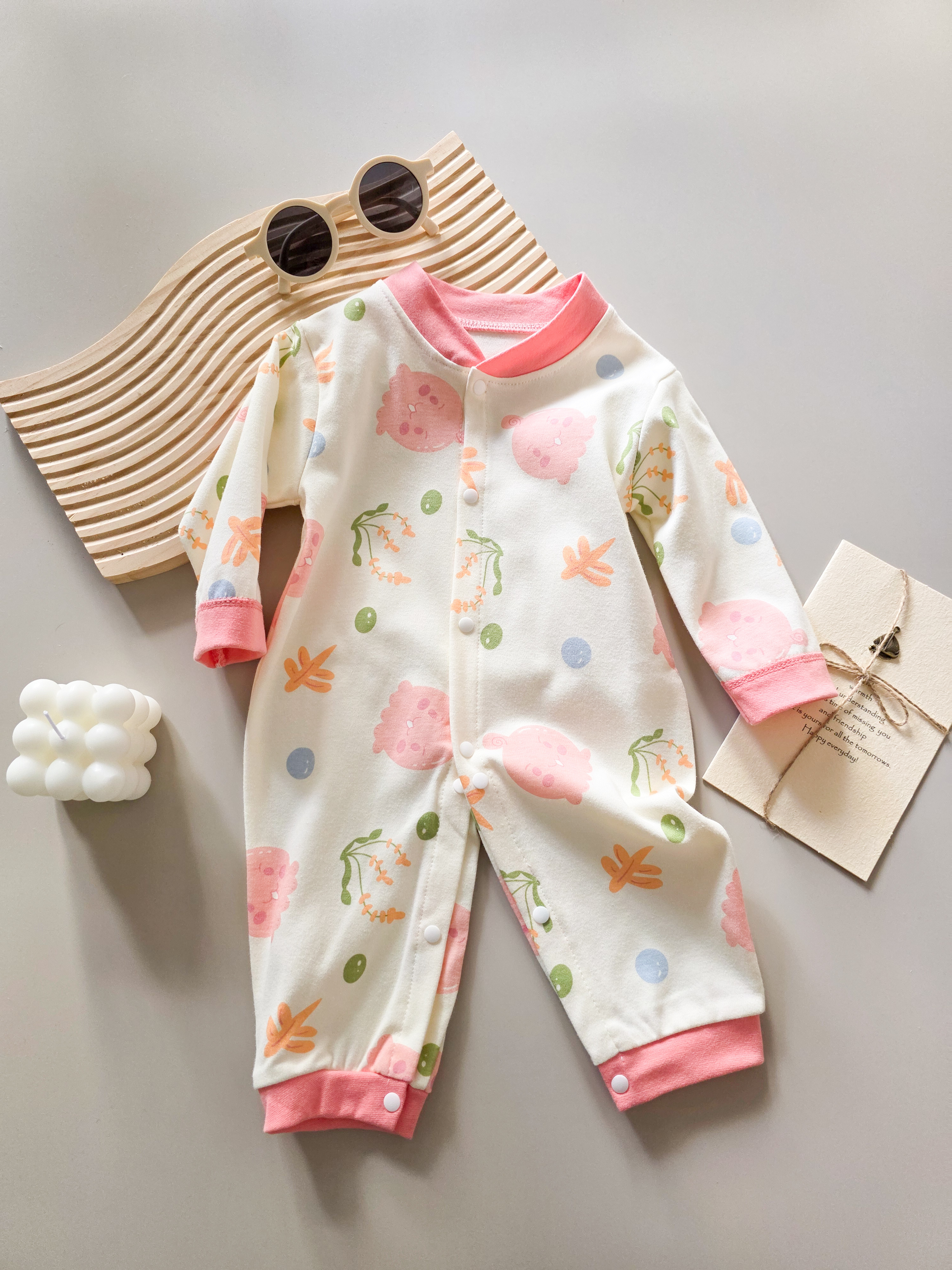 粉色章魚 長袖連身衣