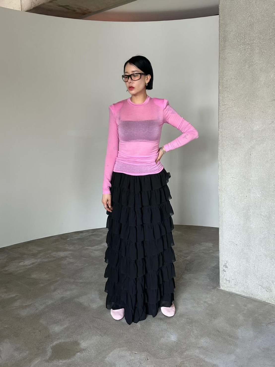 蛋糕紗鬆緊長裙