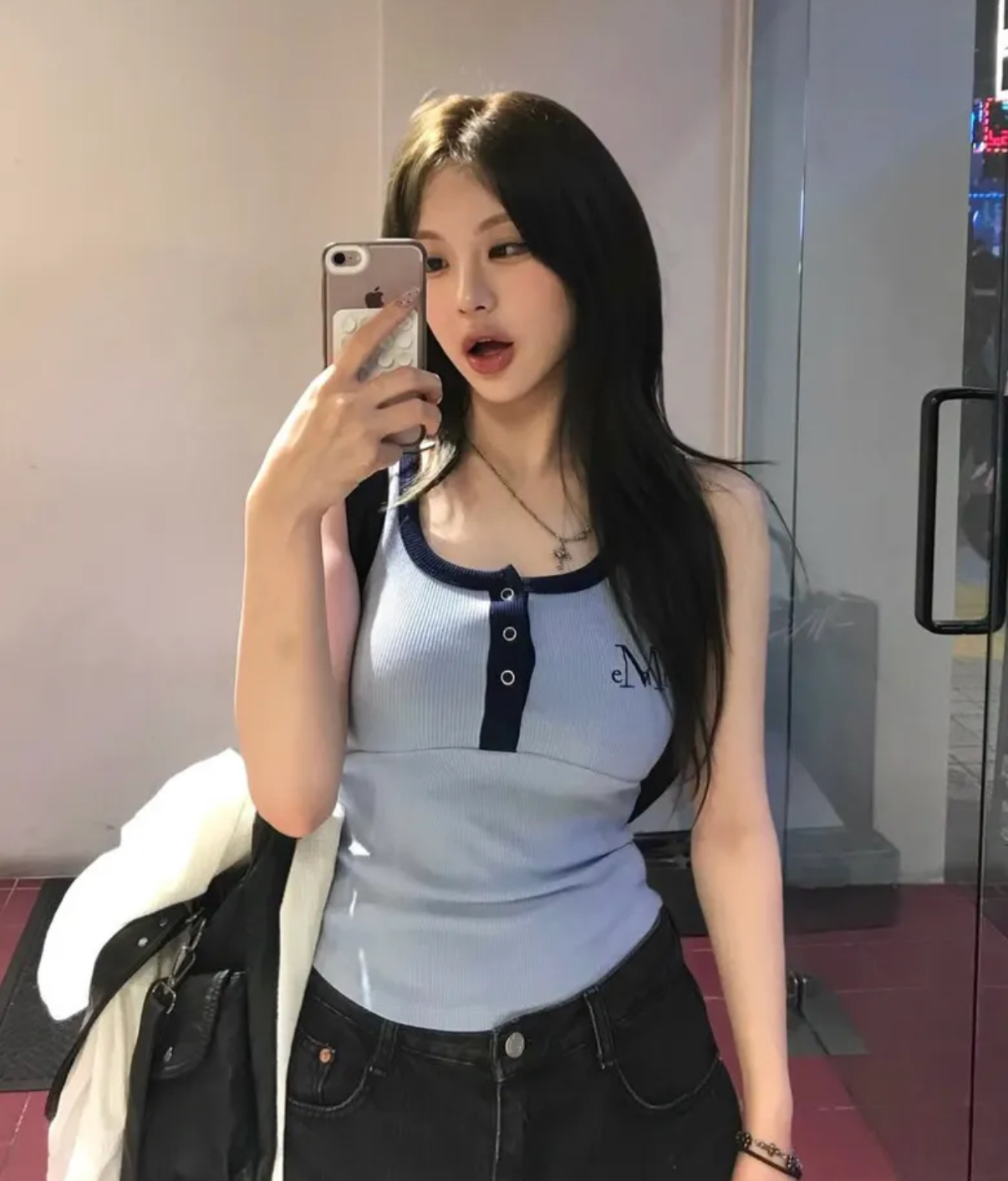 韓國🇰🇷連線 MUCENT 直條紋滾邊背心 半排扣 合身 6色(任買兩件7-11免運)/預購