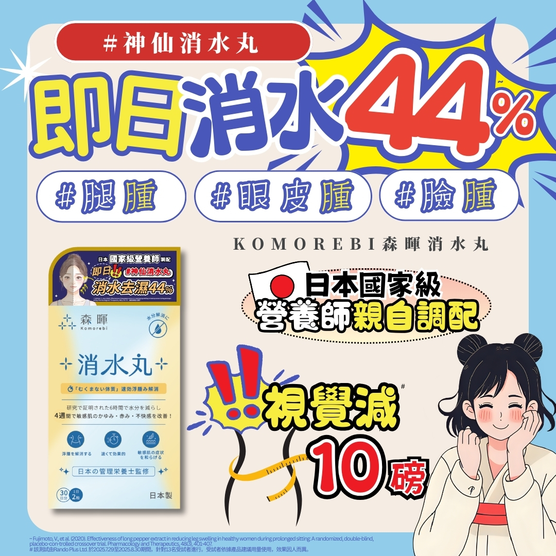【屈臣氏松本清熱賣/買2送1】森暉 KOMOREBI 神仙消水丸 60粒 | 強效去水腫、瘦面V臉 | 香港現貨