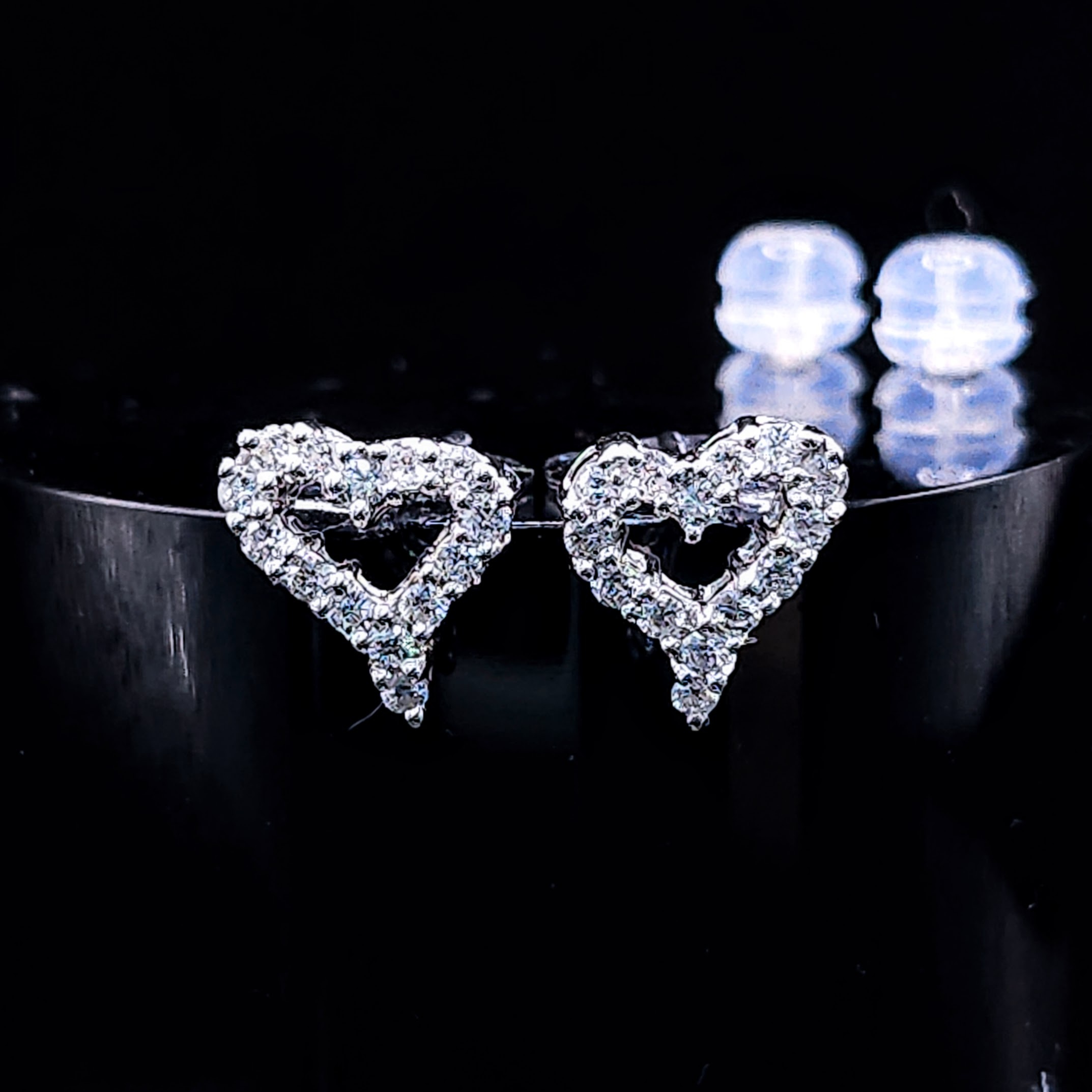 全新18K白金32份鑽石耳環