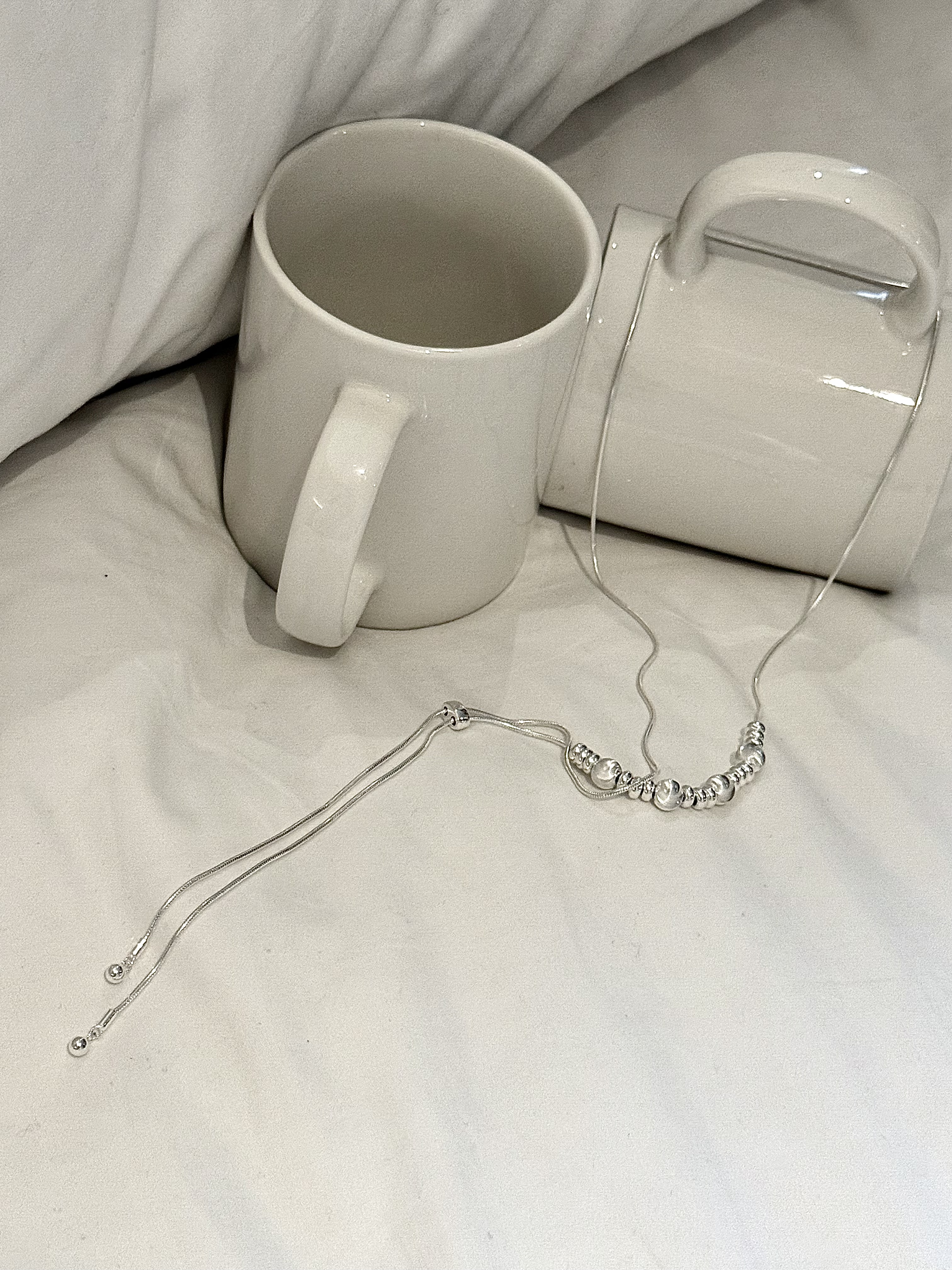 闆娘自留!!!懶人必收的碎銀不跑位抽拉項鍊/925銀