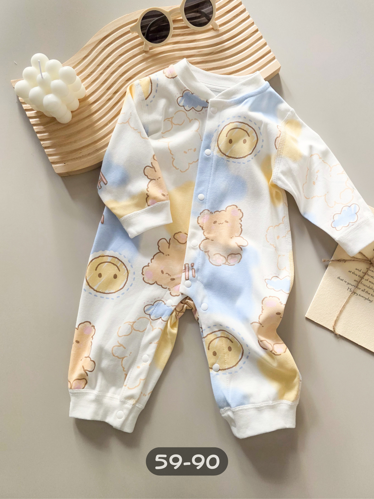 藍天笑臉熊 長袖連身衣