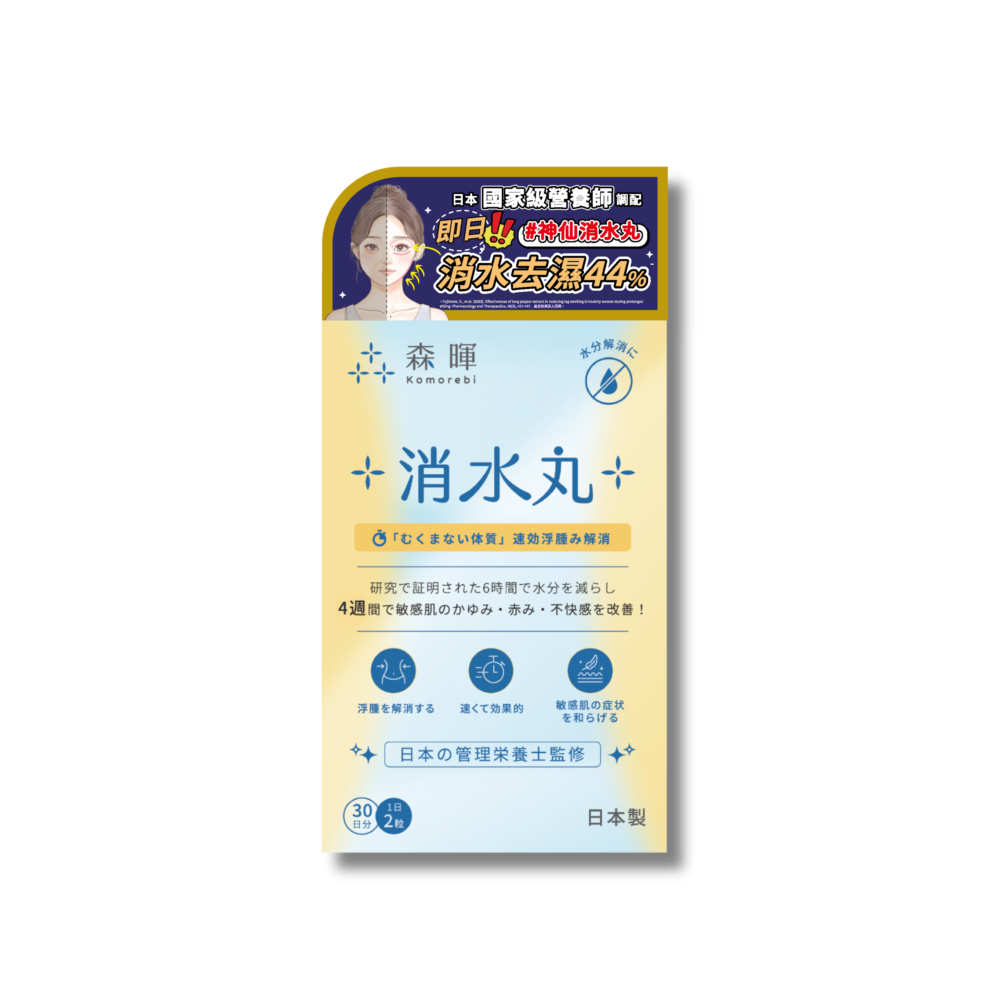 【屈臣氏松本清熱賣/買2送1】森暉 KOMOREBI 神仙消水丸 60粒 | 強效去水腫、瘦面V臉 | 香港現貨