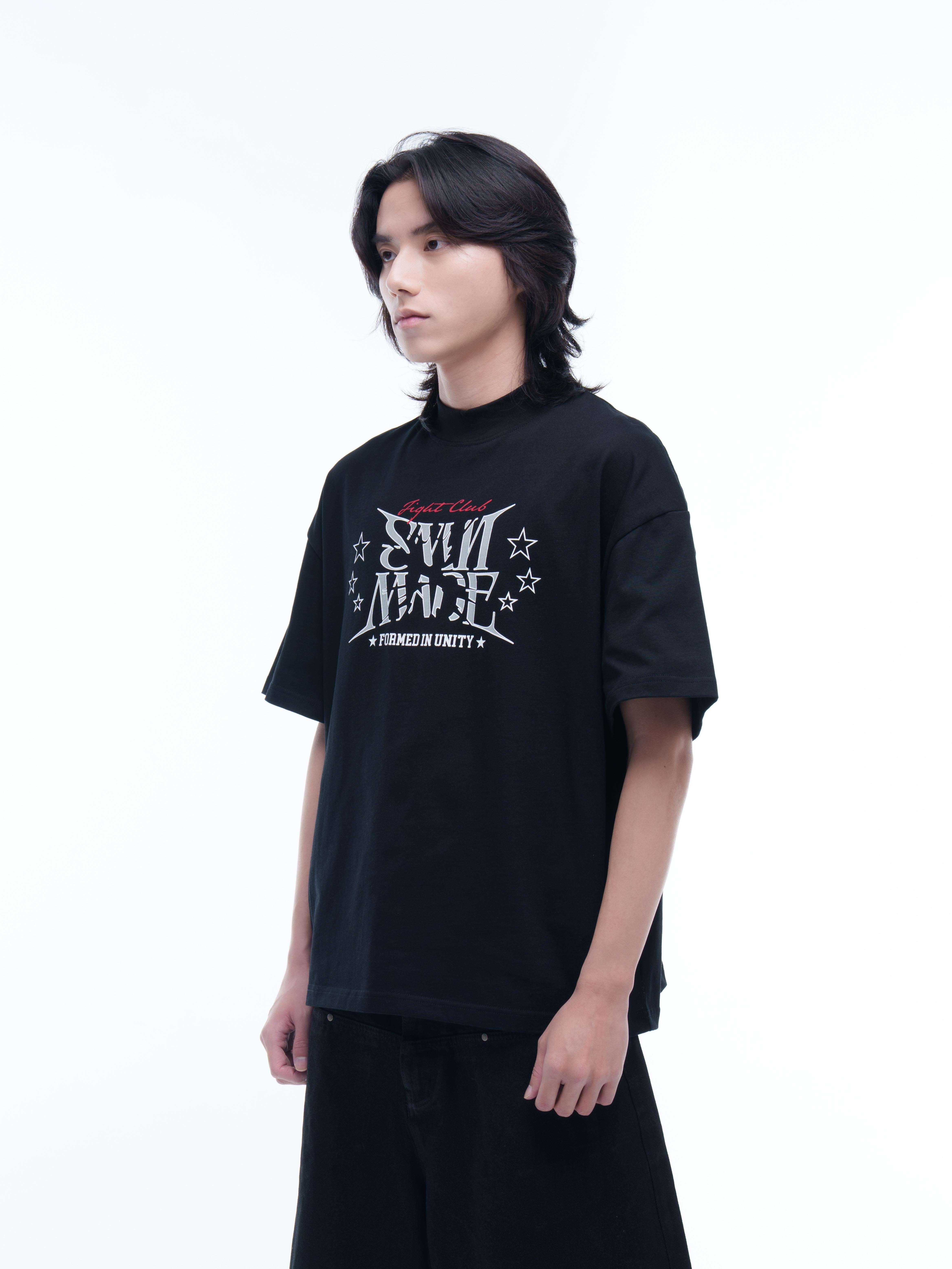 SIMON MADE TS2612-01 破碎意志 LOGO 小高領 短T