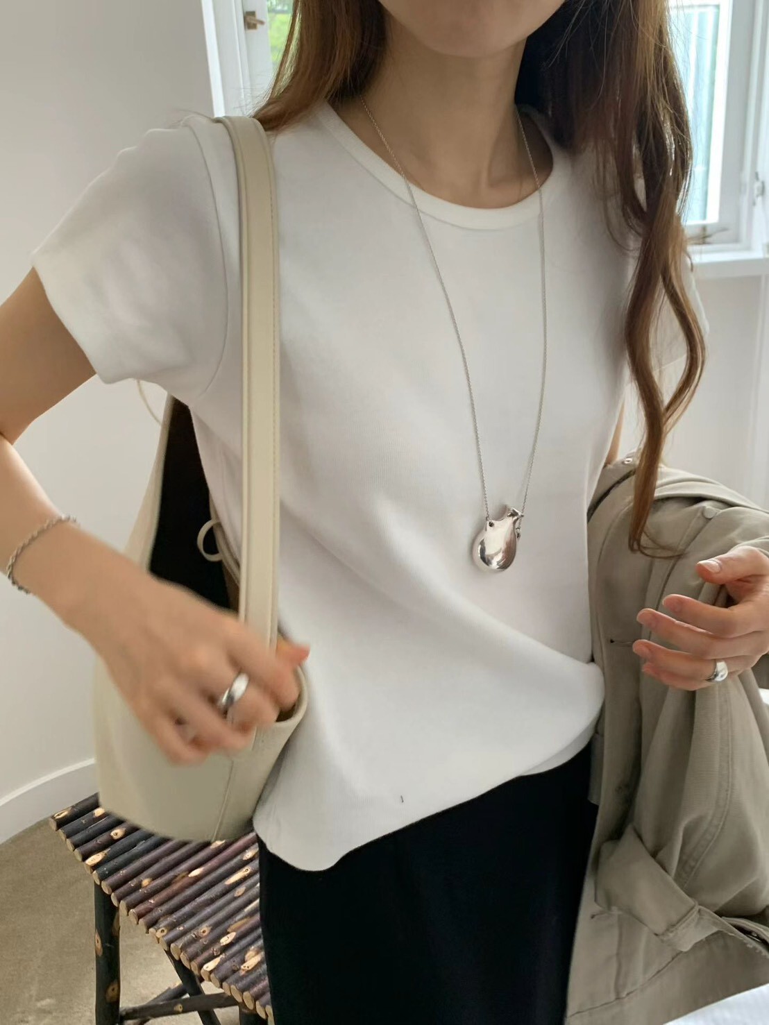 #AF135必備款內搭短袖Ｔ(白/灰)